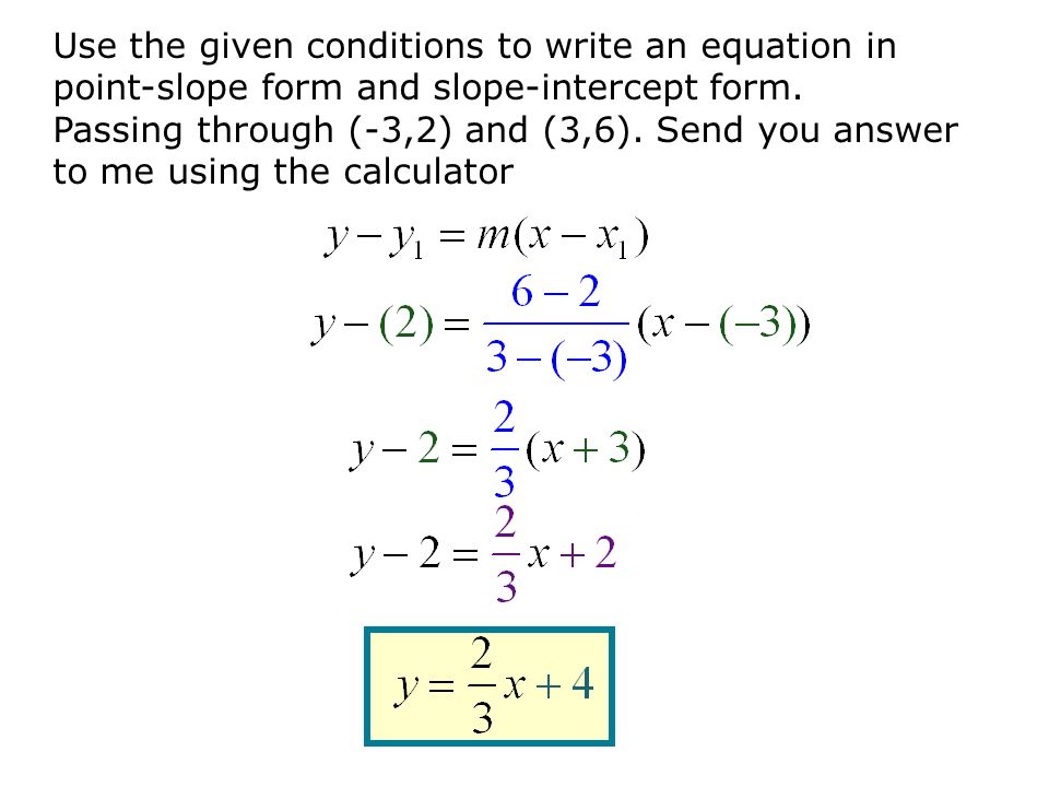 Write an equation in standard form that passes through two points calculator